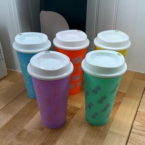 Starbucks Colorful Reusable Coffee Cups Set of 5 Never Used